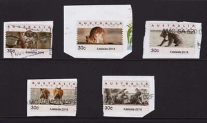 Adelaide 2016 Emergency Issue 30 cent Stamps used cancelled on paper set of 5 - Picture 1 of 1