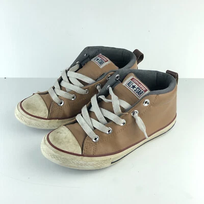 Converse Chuck Taylor All Star cano alto couro marrom juniores 4 - Imagem 1 de 4