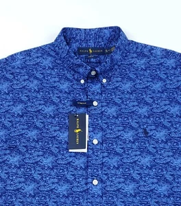 Polo Ralph Lauren Men's XL Slim Fit Geometric Long Sleeve Shirt Lightweight Blue - Picture 1 of 12