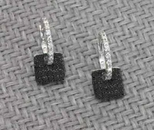 Black Moissanite Diamond Women's Drop Dangle Earrings 14K White Gold Plated - Picture 1 of 6