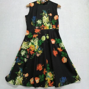 Vestido de Ocasión Marc Angelo Ajuste y Acampanado Estampado Floral Talla 14 Negro Sin Mangas - Imagen 1 de 14