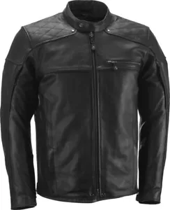 HIGHWAY 21 Gasser Leather Motorcycle Jacket, Black, Small - Foto 1 di 13