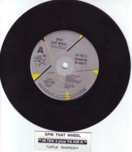 HI TEK 3 Spin That Wheel 7" 45 rpm vinyl record + juke box title strip - Picture 1 of 2