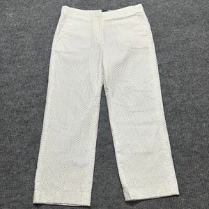 J. Crew Womens Eyelet Pants Size 6 White Wide Leg Mid Rise Flat Front - Picture 1 of 11