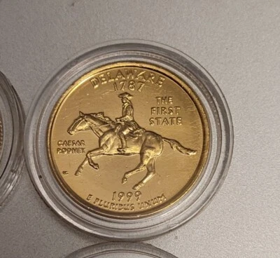 Lot Of 2, 24k Gold Plated  US State Quarters In Plastic  Uncirculated  - Image 1 of 4