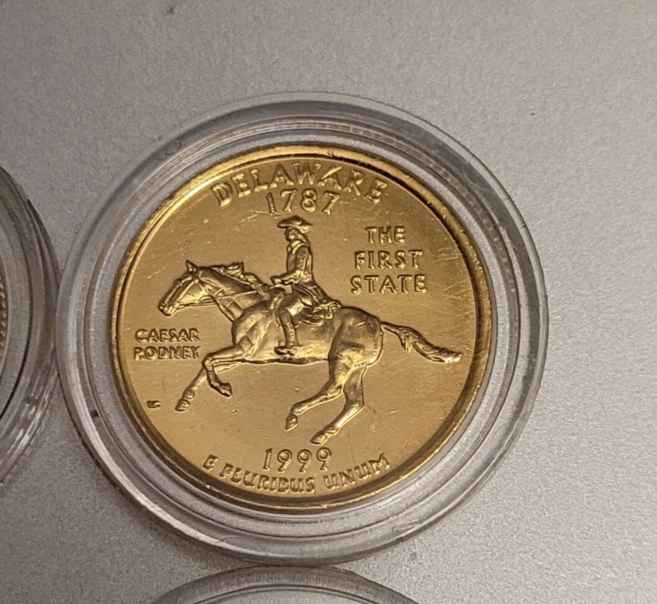 Lot Of 2, 24k Gold Plated  US State Quarters In Plastic  Uncirculated  - Image 1 of 4