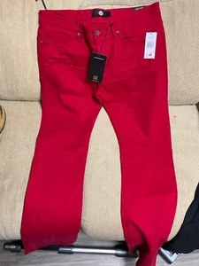 Nuevo Hombre Talla 38 JORDAN CRAIG Rojo MARTIN APILADO - WYNWOOD DENIM Jeans Pantalones - Imagen 1 de 8
