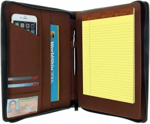 iPad Pro 10.5 Padfolio Case Elegant Leather Multiple Pockets Zipper Close Black - Picture 1 of 12