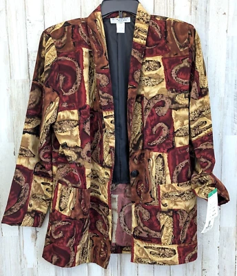 Blazer Cuadrado Kensington Años 90 De Colección Mujer M Abstracto Artístico Boho Corte Novio Nuevo con Etiquetas Foto 1 de 4