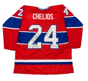 Chris Chelios Signed Canadiens Custom Jersey w/ 3x Ins Beckett Witness BAS COA - Picture 1 of 3