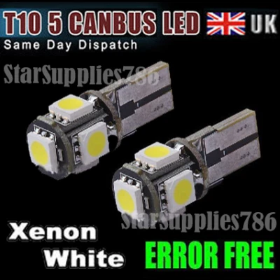 10X T10 CANBUS LED BULBS 501 W5W WHITE ERROR FREE LED SIDELIGHTS AUDI VW BMW  - Image 1 of 4
