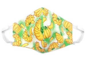 Fabric Face Mask Cotton Reusable Washable Adult Handmade in USA - Banana Green - Picture 1 of 2