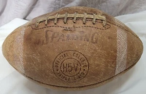 Spalding H5V Official Collegiate 1950s Football Leather Triple Lined VTG Rare - Picture 1 of 5