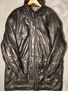 Collezione SA Giacca in Pelle Uomo Grande Full Zip Marrone Scuro Tasche Isolanti - Foto 1 di 24