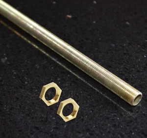 M10 x 300mm unplated All Thread Hollow Threaded Rod Tube c/w 2 nuts Bulb Holders - Picture 1 of 2