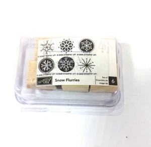 Juego de 6 estampillas de goma de madera de goma para estampar ráfagas de nieve copos de nieve - Imagen 1 de 4