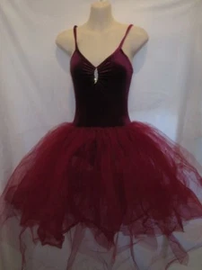Disfraz de Baile Tutú de Ballet de Terciopelo Rojo Oscuro Niño Grande LC - Imagen 1 de 3