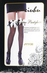 Ladies Over The Knee Hold Up Stockings Socks Thigh High Bows Fancy Dress 1130 - Picture 1 of 1