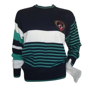 FIA ITALIA Sweater, M, Blue/White/Green stripes, Crested, Pullover, crew neck - Picture 1 of 11
