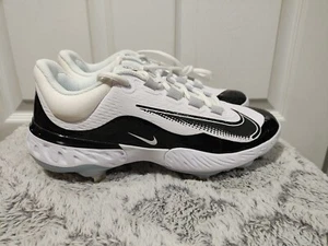 Nike Men’s Alpha Huarache Elite 4 Low Baseball Cleats White Black FD2745-101 - Picture 1 of 7