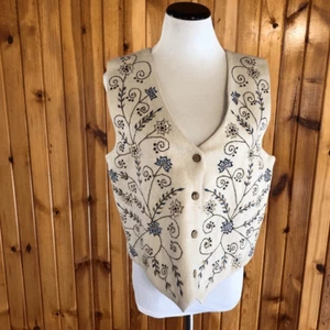 Keren Hart Felted Embroidered Lined Wool Vest - Picture 1 of 10