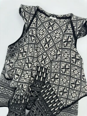 JOIE Cleopatra Diamond Drape Fair Isle Vest Women’s Small Cashmere & Wool Hooded - Image 1 of 4