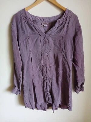 Camisa Blusa Diesel Manga Larga Satén Púrpura Vintage Años 2000 Bolsillos XXS Foto 1 de 4