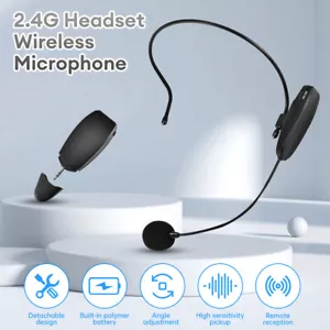 2,4G kabelloses Mikrofon Headset Mikrosystem für Sprachunterricht Besprechung Lautsprecher - Bild 1 von 18