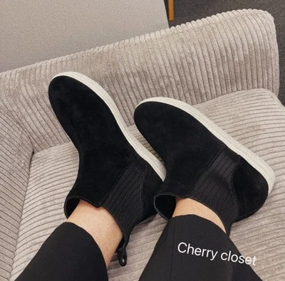 Steve Madden Cosma Hidden Wedge Bootie High Top Sneakers Black Suede Size 7.5 - Image 1 of 4