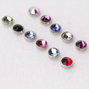 316L Surgical Steel Flat Dermal Top with Gem 1.6mm ***** - Picture 1 of 9