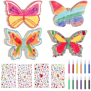 Holz Schmetterling Bastelset 40 Teile Kinder Geburtstag DIY Dekoration Kreativ - Bild 1 von 10