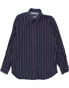ROCCOBAROCCO Mens Shirt Medium Navy Blue Striped HY02 - Picture 1 of 3