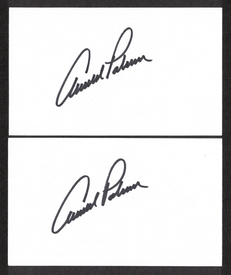 Arnold Palmer PGA Golf Legend Lot (2) Original Signed Autograph 3x5 Index Cards - Image 1 of 1