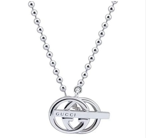 Collana GUCCI INTERLOCKING GG ARGENTO STERLING 925 catena sfera logo TOGGLE