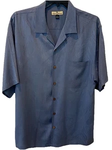 Tommy Bahama Shirt Mens Blue Floral 100% Silk Short Sleeve Button Up EUC - Picture 1 of 7