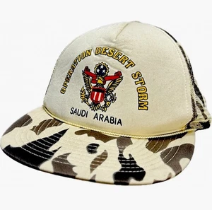 Vintage Operation Desert Storm Saudi Arabia Camo Trucker Hat Snapback - Picture 1 of 14