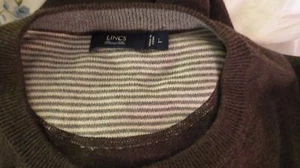 LINCS Cotton- CASHMERE Knit Sweater Elbow Patched Large - Picture 1 of 7