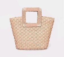 Target Pink Woven Handbag Boho Summer Casual Beige