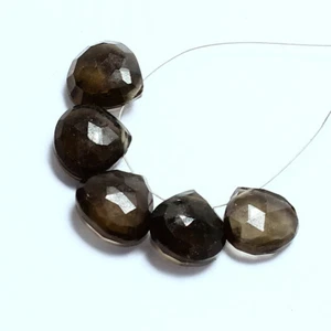 Cuentas de corazón facetadas de cuarzo ahumado Briolette natural sueltas para hacer joyas - Imagen 1 de 3