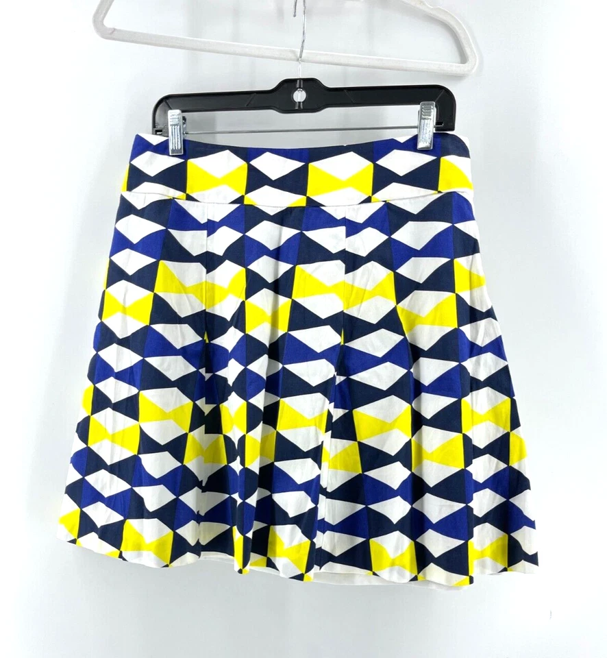 Falda INC International Concepts Azul Amarillo Geométrica Línea A Volantes Talla 10 Foto 1 de 4