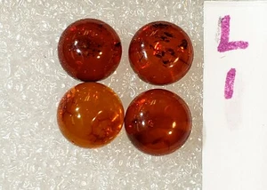 Designer! Rare Natural Baltic Amber round cabochon size 9 mm lot of 4 pcs 1-12lt - Picture 1 of 12