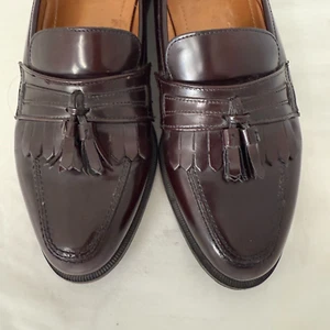 Mocasín Bostoniano Florentino Kiltie Cuero Marrón Borla Hecho en Italia 9.5 M - Imagen 1 de 10