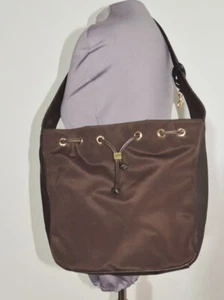 Ralph Lauren Brown Nylon / Leather Draw String Shoulder Bag / Purse - Picture 1 of 7