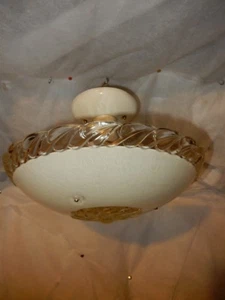 Art Deco cremefarbenes Glas Unterputz Leuchte Deckenleuchter ca. 30er Jahre - Bild 1 von 5