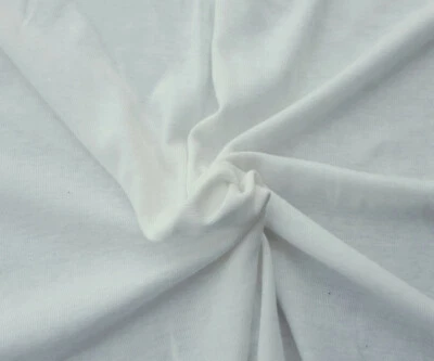 Organic Cotton Poly 1x1 Rib Knit Fabric by the Yard Off White PFD 4/21 - Image 1 of 2