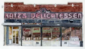 Katz's Deli Fridge Magnet 4x7". New York Lower East Side. Rob Thorpe watercolor. - Picture 1 of 2
