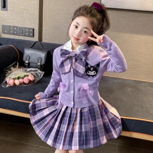 Kuromi Children Girls Dress Spring Outfit Cartoon Suit Students Uniform JK Skirt - Picture 1 of 14