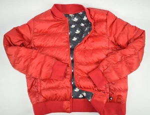UNIQLO X Disney Mickey Mouse Ultra Light Down Ribbed Bomber Jacket -Red Youth L - Picture 1 of 12