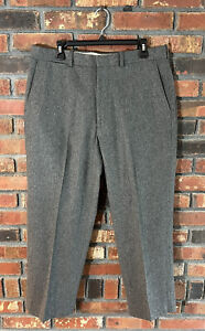 Vintage Polo Ralph Lauren 35 X 26 Made In Italy Gray Wool Blend Dress Pants