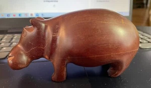 Vintage Handcarved Wooden Hippopotamus Figurine 5.5" L x 3" H - Picture 1 of 5